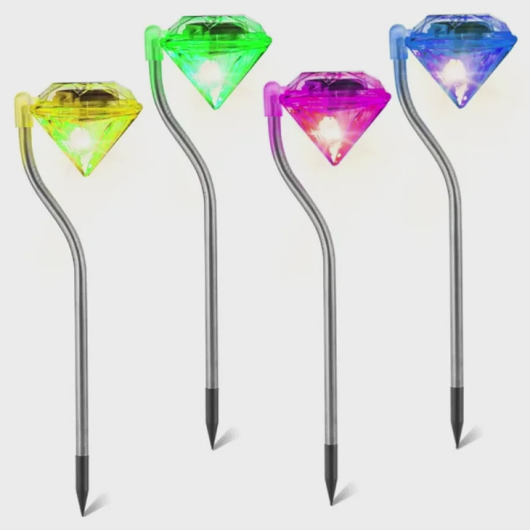 4-Piece Solar Diamond Garden Lights – Waterproof Outdoor LED