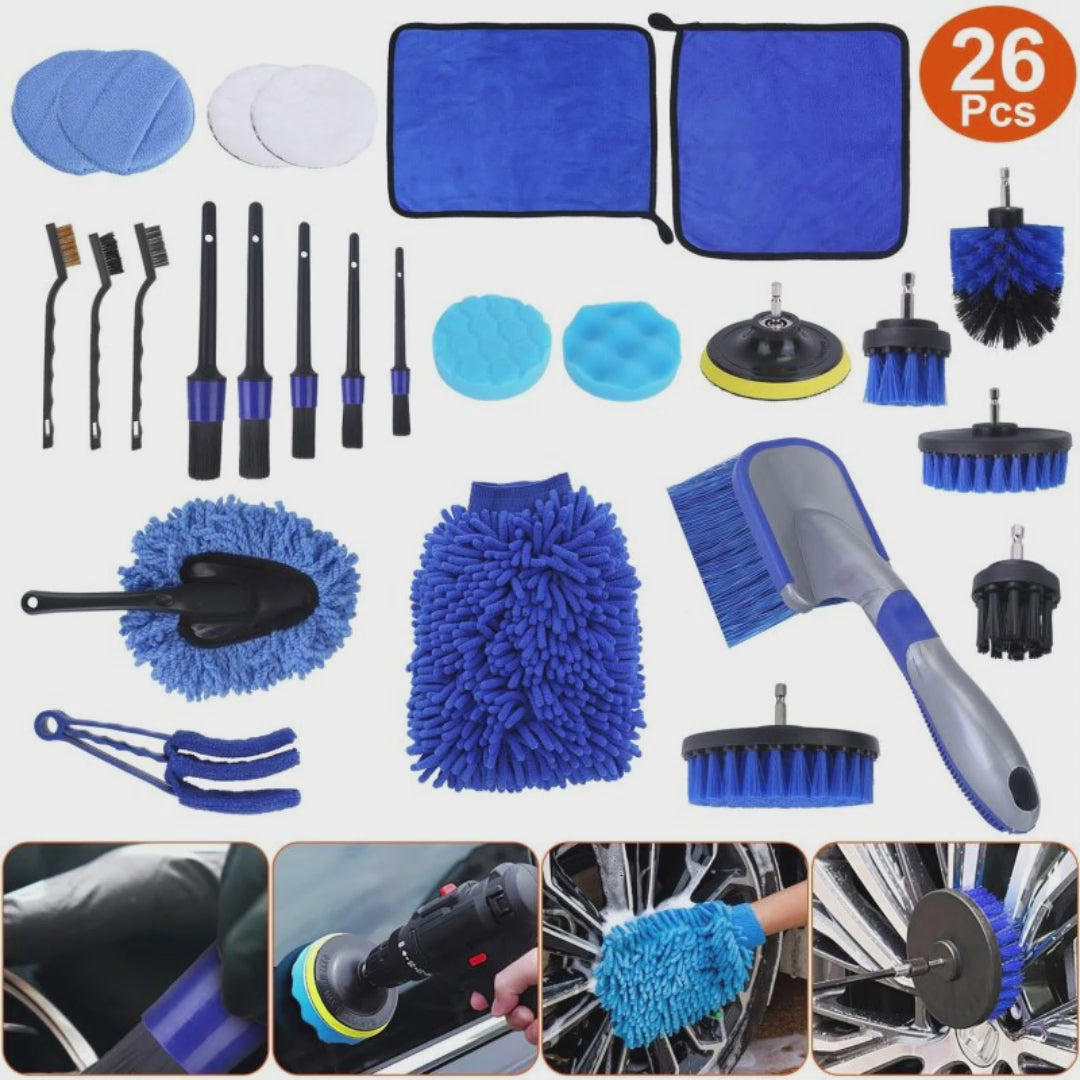 26-Piece Complete Car Detailing Brush & Cleaning Kit